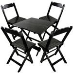Conjunto Cadeira e Mesa Dobrável de Madeira 70x70cm PAD/PRET