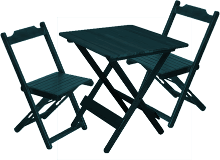 mesa dobrável com 2cadeira na cor pad. preta