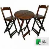 mesa bistro com 2 cadeira cor pad/ imbuia
